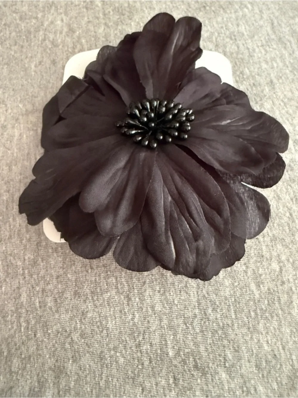 Black Floral Fabric Hair Clip - Women Accessories
